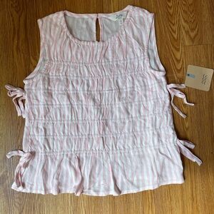 Pink and White Striped Sleeveless Top